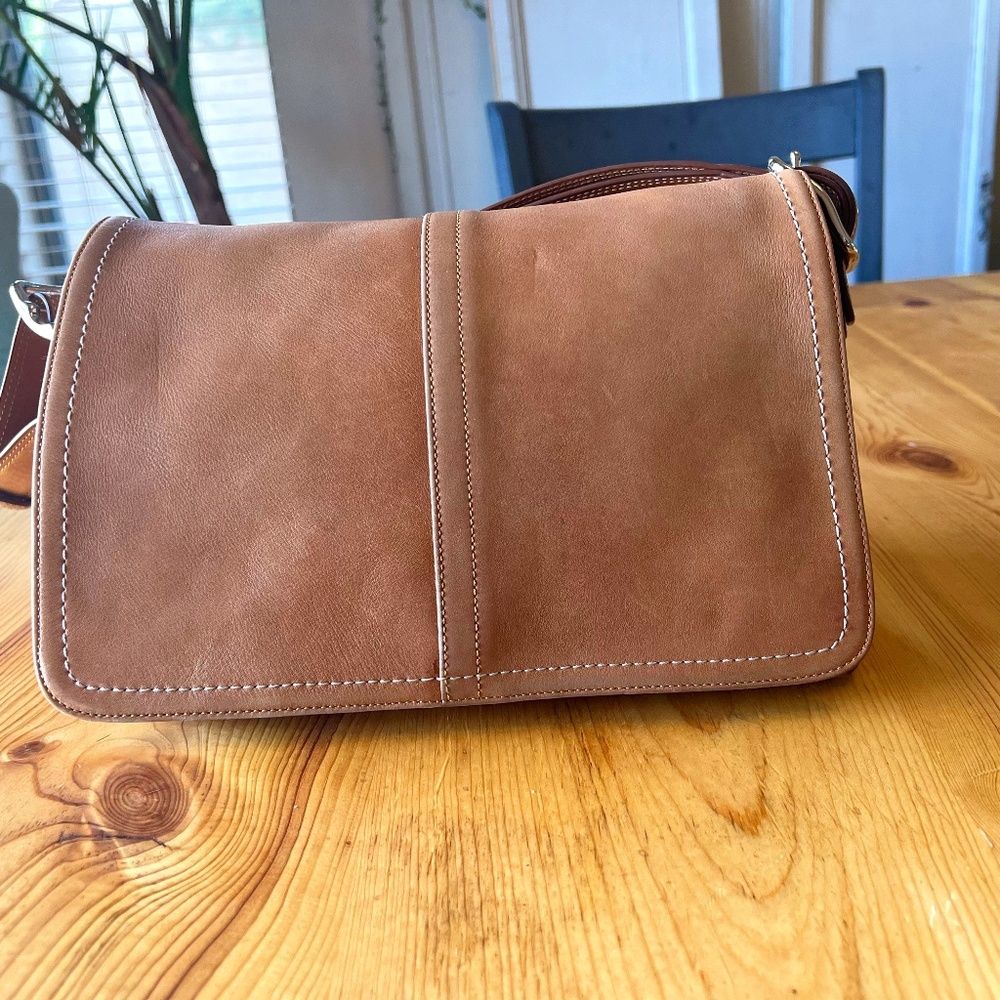 COACH Camel (super soft) Leather Flap Convertible Shoulder to Crossbody Satchel